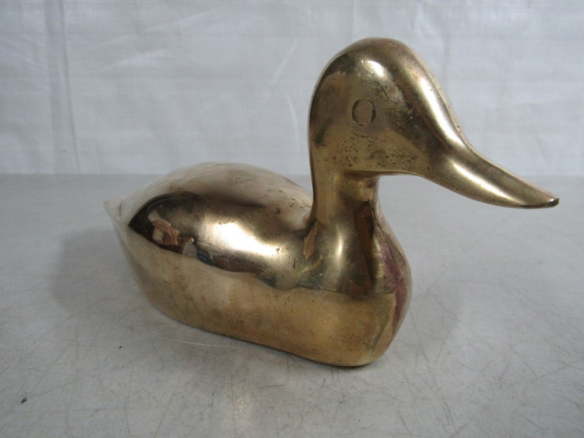 Solid Brass Vintage Mid Century Modern Duck Statue/Figurine
