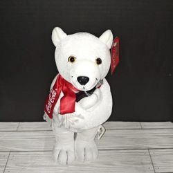 Coke Brand Coca Cola Polar Bear With Bottle & Scarf Plush Collectible Toy 2002
