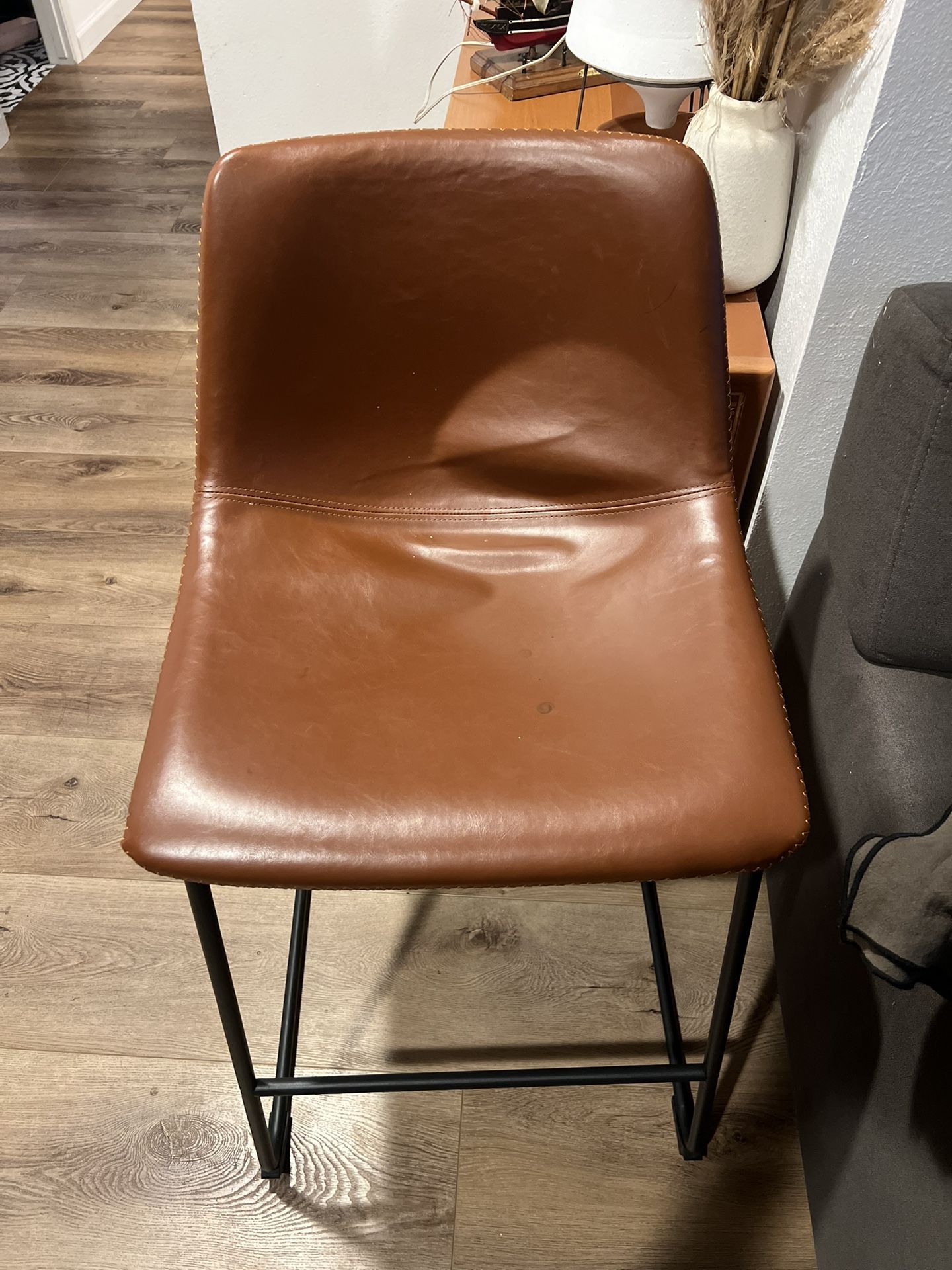 Brown Leather Bar Stool