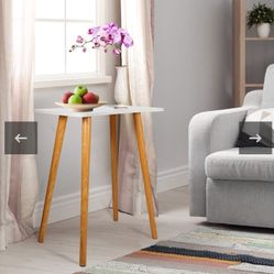 Dining Wooden Wooden Coffee Table, Sofa Side End, Bar, Kitchen, Desk w/Natural Beech Wood Legs for Home Bedroom Living Room White(24"Lx16"Wx28.5"H)