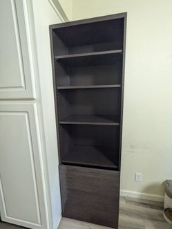 Black bookcase with storage cabinet