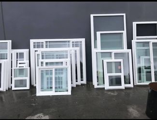 Lot of White Vinyl Windows Various Sizes