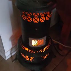 2 Antique Vintage Kerosene Oil Heaters” Black One Was Converted Into Electric Lamp Illusion Heater $200.for Each ”