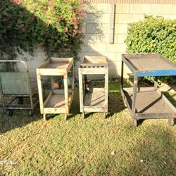 LARGE METAL SHOP CARTS ON WHEELS