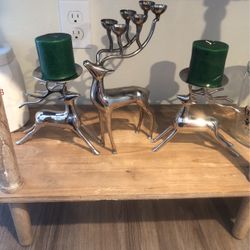 Silver Reindeer Candle Holders