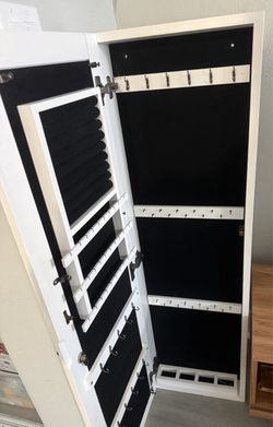 White Wall-Mount Jewelry Armoire Cabinet