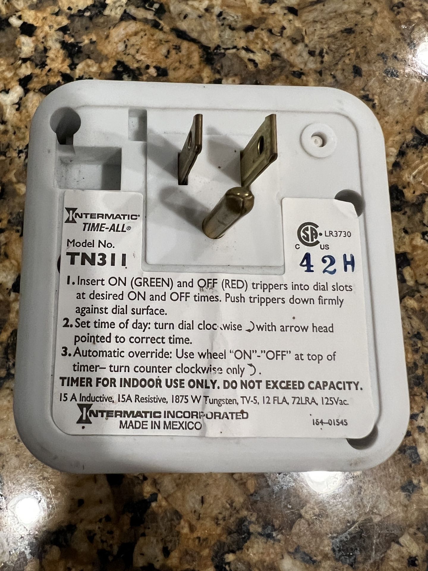 Intermatic TN311 15 Amp Timer for Indoor Lights and Decorations