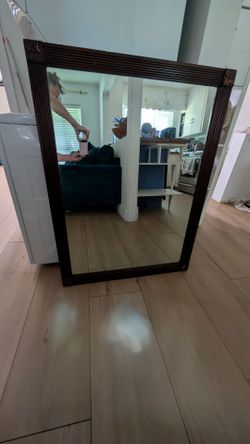 Vintage Mahogany Wall Frame & Mirror (42" x 32") - Excellent Glass Condition