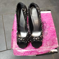 Black Bedazzled Heels