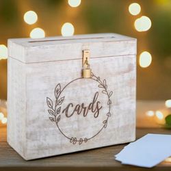 (7777-8) Wedding Card Box with Card Slit and Lock 12"X10"X4.5"- Gift Wishing Well Card Box for Weddings, Receptions, Birthdays, Graduations, Baby Show