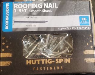 Roofing Nail 11 lbs.~1-3/4 in. Electro Galvanized~ (11 Packs of 1Lb Nails) Huttig-Grip