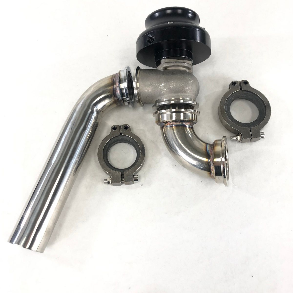 38MM V-band Wastegate+ Exhaust 75 degree adapter +90 Degree Elbow Inlet Adapter (WG EM38 VBAND BK+DP WG38MM VBAND 90D+DPWG38MMVB-38