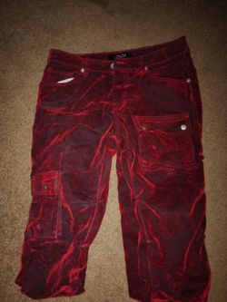 Focus Red Velvet Suede Jeans