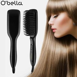 O'bella Mini 96 Hair Straightener Brush Extra Long Teeth For Thick Hair 