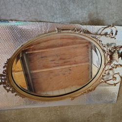 Large French Rococo Oval Gilt Wall Mirror 1920s