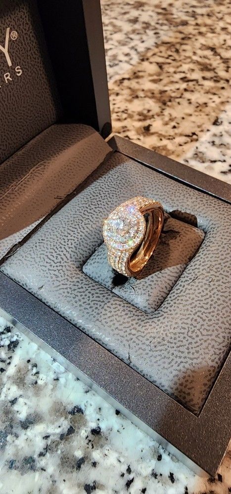 2 CT. T.W. Composite Diamond Bypass Multi-Row Split Shank Engagement Ring in 10K Rose Gold