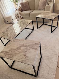 3-Piece Marble Top Coffee Table Set