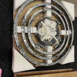 Modern LED Ring Chandelier 3 Tier Dimmable Pendant Light Black Adjustable