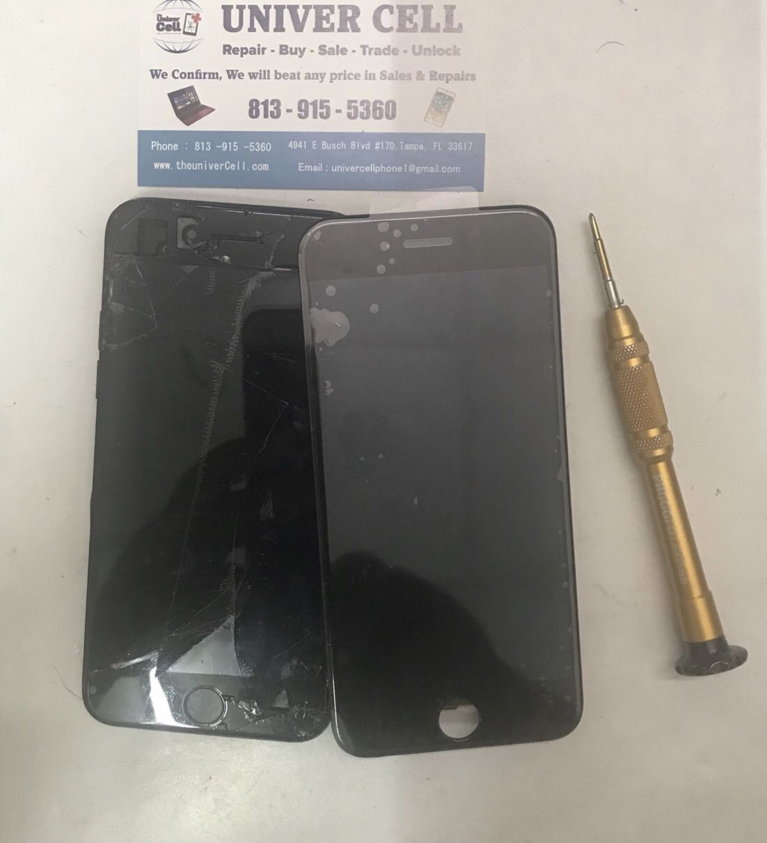 New Screens With LCD for All iPhones Can Be Done In 10 minutes Just $19 Plus Part @ Univercell 4941 E Busch Blvd #170 Tampa 33617
