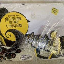 EXTREMELY RARE, UNOPENED 1993 TIM BURTON’S NIGHTMARE BEFORE CHRISTMAS 3 PIECE TWIN BED SHEET SET