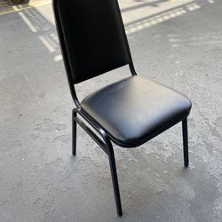 Vinyl Upholstered Stackable Chair - Black 