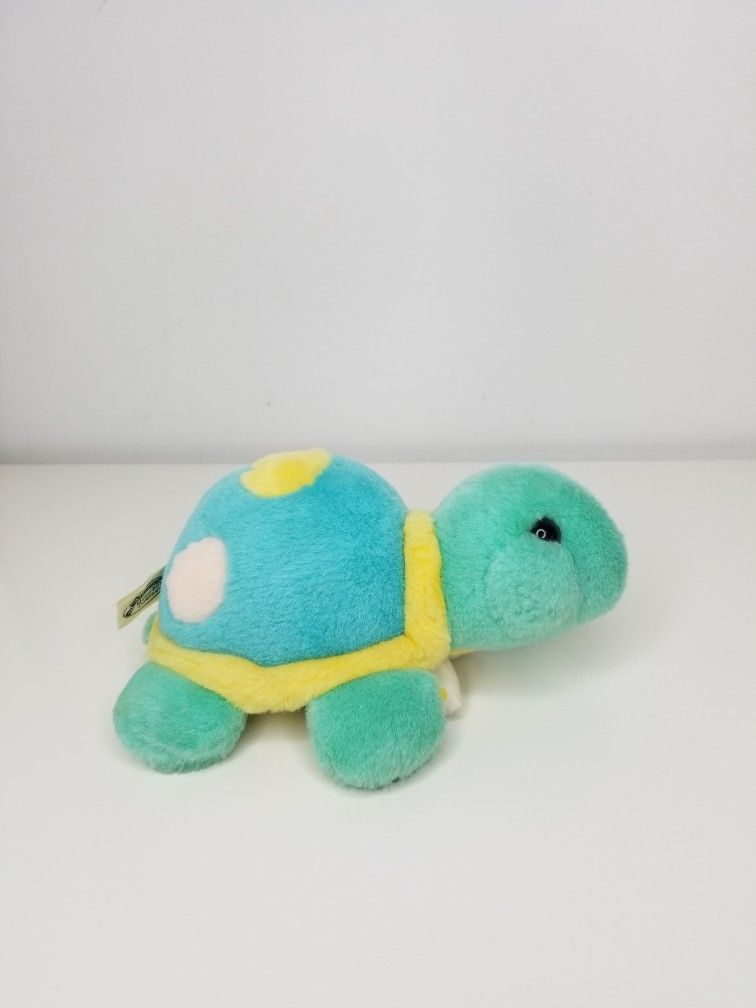 Vintage 1994 The San Francisco Music Box Company Wind Up Plush Turle RARE pastel