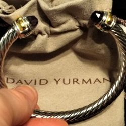 David Yurman Sterling Silver And Gold Twisted Cable Cuff Bracelet 