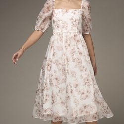 Francesca’s Collection Cream Puff Sleeve Dress