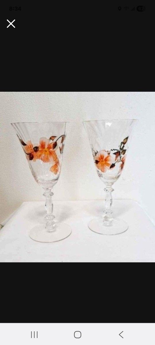 Wine Glasses Beautiful - Hand-Painted-Set Of 2