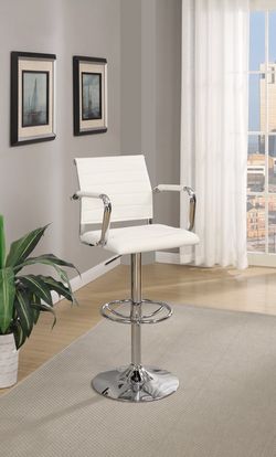 2 white adjustable bar stools