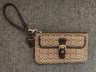 coach brown full wallet size wristlet