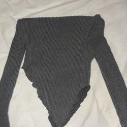 Womens Grey Asymmetrical Off the shoulder top