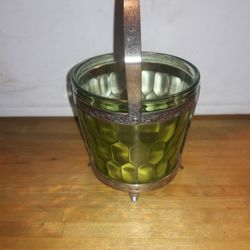 Green Depression Glass Ice Bucket