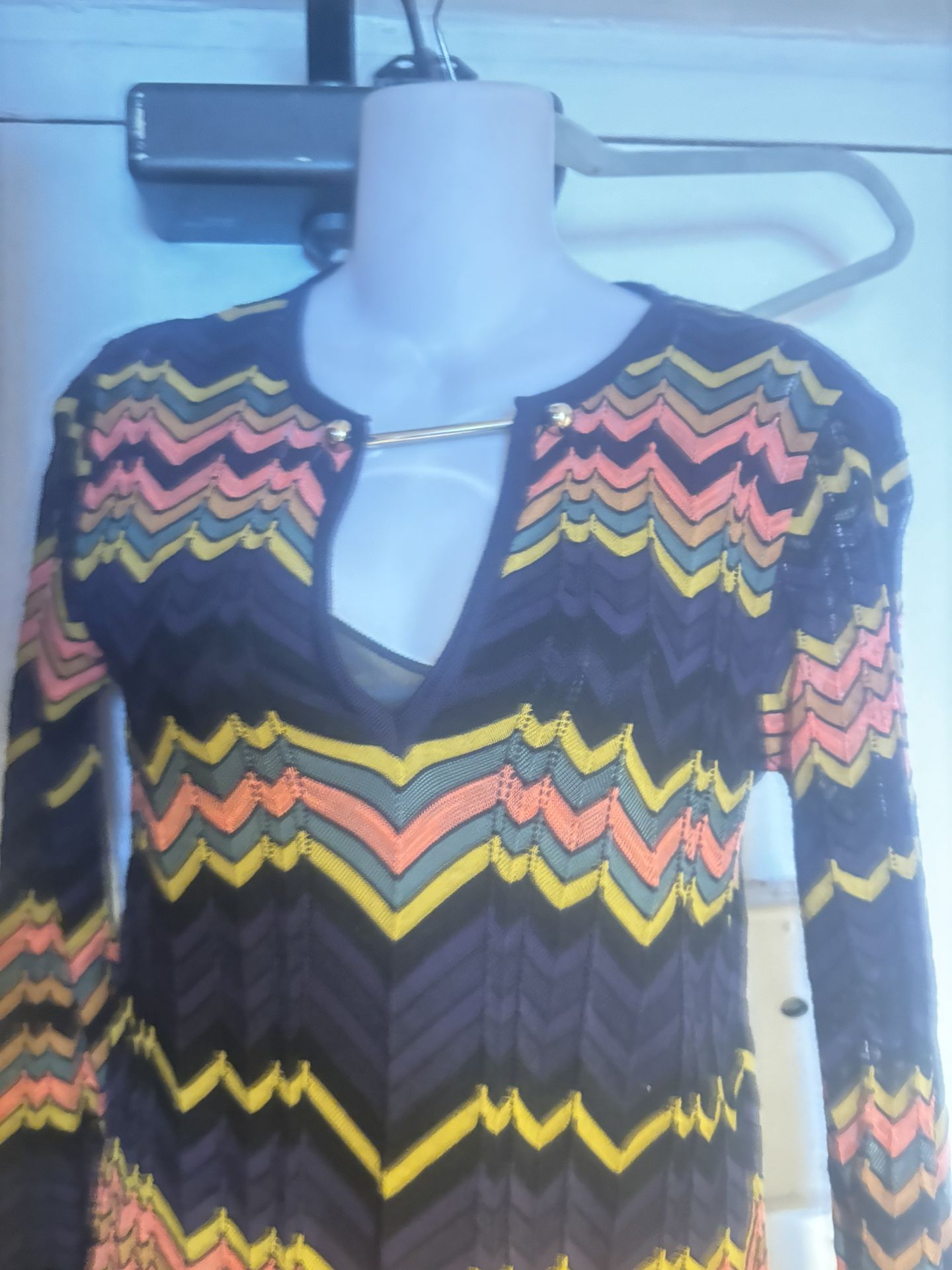 Missoni multicolored knit dress logo sweater dress gold bar rare y2k vintage 