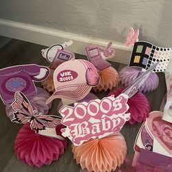 Leftover/Reusable Pink Y2K Party Decorations