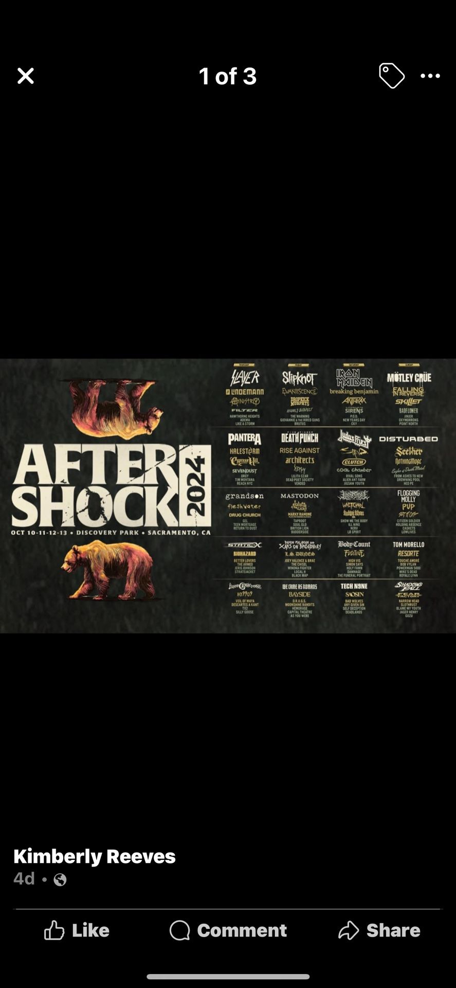 4 Day Aftershock Festival Tickets 10-13th Letting Go For $800