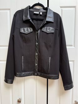 Susan Graver Ponte Jacket w/faux Leather trim