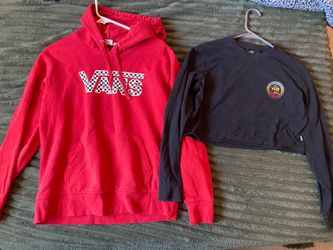 Vans - small pullover hoodie & extra small cropped long sleeve shirt.