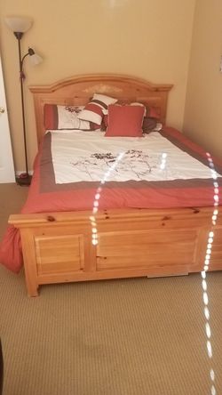 queen bed plus mattress box spring plus brand new cover