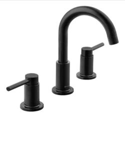 Glacier Bay Dorind 8 in. Widespread Double-Handle High-Arc Bathroom Faucet in Matte Black
