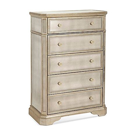 Z gallerie brand new mirrored Borghese 5 drawer gold leaf tall dresser