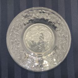 Glass and Frosted Glass Flower Etched Salad Plates