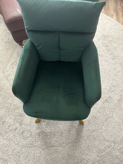 Green Velvet Contemporary High-Back Upholstered Swivel Accent Chair