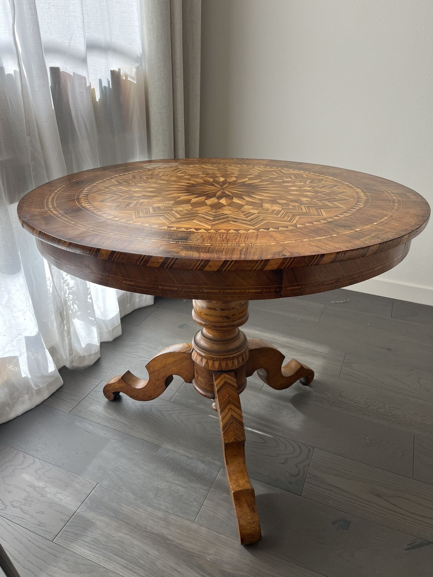 Vintage Italian Inlaid Handmade Wood Table