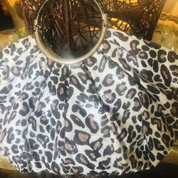 Nicole Lee Bucket  LEPARD Faux Leather  Hand Bag 20 X8 inch  Excellent  Condition 