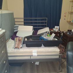 Free Queen Size Bed Frame, Matress, And Box Spring Please Read Below
