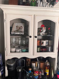 Vintage two-piece farmhouse cabinet