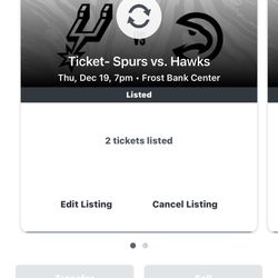 San Antonio Spurs Vs Atlanta Hawks 12/19 Row 2 And Row 10 Options Aisle Seats Read Description