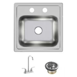 Elkay Drop-in Single Bowl 20-Gauge Durable Satin Stainless Steel Kitchen Sink Kit