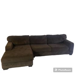 Large Brown Left Chaise 2 Piece Couch Sofa Soft & Comfy Clean Delivery Available
